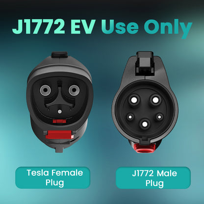 【J1772 EV Only】 ZEUSPACE Tesla to J1772 Charging Adapter, Max 60 Amp & 250V - Compatible with Tesla High Power Wall Connector/Destination Charger/Mobile Connector, Excluding Tesla Supercharger