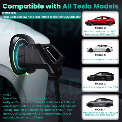 【Tesla Only】 ZEUSPACE CCS1 and J1772 Universal Accessories Charger Adapter, Enables Tesla Compatibility with DC and AC Charging Standards (2-in-1), Up to 250kW Power for Level 3 Fast Charging